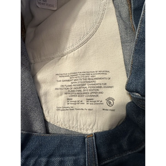 Tyndale FRMC Jeans Mens 35x30 Flame Resistant Blue Denim Cal 15 Cat 2 NFPA 2112 - Picture 7 of 12
